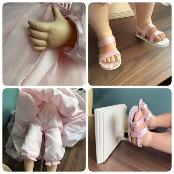 Vintage Doll German Ruby Doll Collection Porcelain Pink Dress Ribbon Curly Blond - Picture 9 of 10